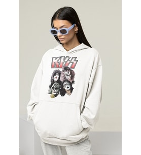 Kiss Rock Metal Müzik Grubu Baskılı Unisex Oversize Hoodie