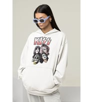Kiss Rock Metal Müzik Grubu Baskılı Unisex Oversize Hoodie
