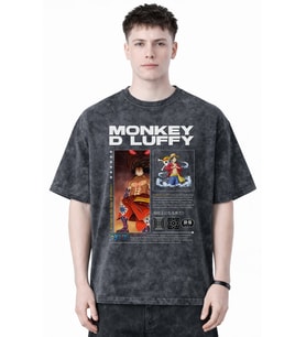 Monkey D. Luffy Gear 5 One Piece Anime Baskılı Unisex Oversize Eskitme Yıkamalı Tişört