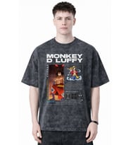 Monkey D. Luffy Gear 5 One Piece Anime Baskılı Unisex Oversize Eskitme Yıkamalı Tişört