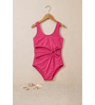 Lila Halka Detaylı Cut-Out Kız Çocuk Mayokini