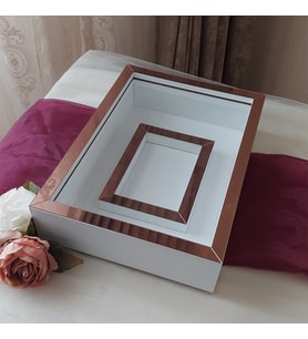 25X35 BEYAZ-ROSEGOLD LEDSİZ FOTOĞRAF BÖLÜMLÜ ANI ÇERÇEVESİ- NİŞAN SÖZ GÜLLERİNİZ İÇİN ÇERÇEVELER