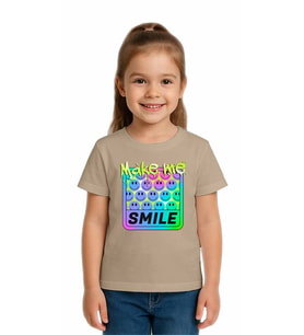 Unisex Smile Baskılı Çocuk Tişört pamuklu penye kumaş (Taş)