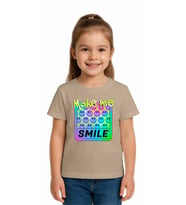 Unisex Smile Baskılı Çocuk Tişört pamuklu penye kumaş (Taş)