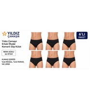 Yıldız Çamaşır Erkek Modal Likralı Kemerli Slip Külot (65-66-67)- 6 Adet