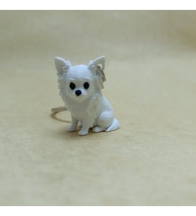 chihuahua - Uzun tüylü - Beyaz - Anahtarlık
