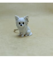 chihuahua - Uzun tüylü - Beyaz - Anahtarlık