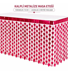 Kalpli Metalize Masa Eteği Kırmızı 75x300 cm