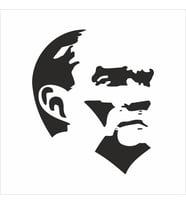 Mustafa Kemal Atatürk Silüet Sticker 21x28 cm Siyah (Siyah-Siyah)