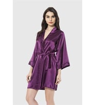 Arias Closet Mor Kısa Saten Sabahlık