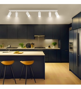 RİOLIGHT MODERN BEYAZ HAREKETLİ BAŞLIK 6XGU10 LED SIRALI SPOT AVİZE(AMPÜL DAHİL)UZUNLUK:120CM