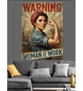 Warning Woman At Work Dekoratif Kanvas - Mdf Ahşap Tablo