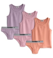 Yohannes Club, Kız Çocuk, Pamuklu Slip&Atlet, Alt-Üst,  (3 Çift ve 4 çift Takım seçenekli) (Model 6)