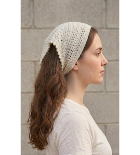 Mavi Renkli File Model Bandana, El Yapımı Örgü Bandana