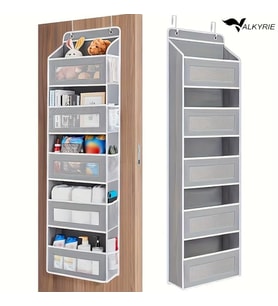 Valkyrie Kapı Arkası Organizer 5 Cepli Askılı Dolap Düzenleyici Çok Amaçlı Kapı Arkası Raf 20kg Taşıma Gri