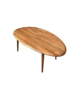 Fawdecor Asimetrik Masif Ahşap Modern İskandinav Oval Açık Meşe / Ceviz / Kestane / Antrasit Orta Sehpa (Kestane)