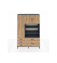 Hyperion Gardrop 9 Raflı 5 Çekmeceli 3 Kapaklı 132x44x195 Antrasit-Çam