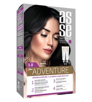 Asse Adventure Set Saç Boyası, Kalıcı ve Canlı Renkler 1+1 Kullanım Seti No1.0 Siyah