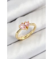 Pirinç Zirkon Taşlı Pembe Kalp Model Renk Kadın Yüzük 5886 - HPSBYI4688-8523