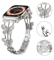 Apple Watch Seri 2/3/4/5/6/7/8/9/se 42 44 45 49 mm Uyumlu Metal Ayarlanabilir Kelebekli Kordon