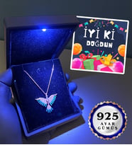 Premium Işıklı Kutusunda 925 Ayar Gümüş Kolye Farklı Modeller Doğum Günü Hediyesi İyi Ki Doğdun (Model 6)