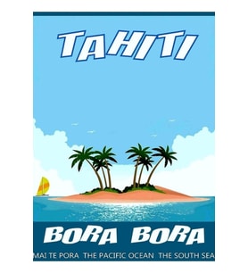 Bora Bora : Tahiti'ye Seyahat Reklam Baskısı Tablo Ahşap Poster Dekoratif