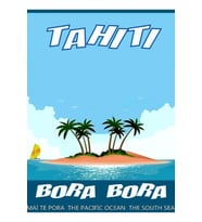 Bora Bora : Tahiti'ye Seyahat Reklam Baskısı Tablo Ahşap Poster Dekoratif