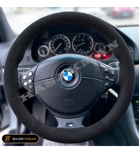BMW Z4 E85-E86 Dikme Direksiyon Kılıfı Alcantara Süet Monza Black 3 Kollu-Yuvarlak-Dairesel Tuş 2002-2008