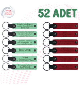 Yeşil & Kırmızı, Yılbaşı Etkinliklerine Küçük Hediyelik 52’li Set, Kişiselleştirilebilir Deri Hatıra