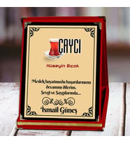 Çaycı Baskılı Plaket (1. Tasarım)  Kişiye Özel (Kırmızı)