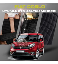 Fiat Doblo Siyah Renk Tay Tüyü Cepli & Terletmez Sırtlı Oto Koltuk Minder Seti - Koltuk Koruma Kılıfı (ÖN & ARKA TAM SET)