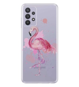 Kılıfland Samsung Galaxy A32 Kılıf Silikon Resimli Kapak Watercolor Flamingo Stok 617