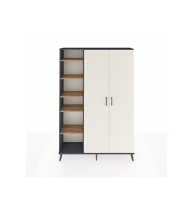 Arges Dolap 7 Raflı 2 Kapaklı Tek Askılı 132x30x195 Antrasit-Aytaşı/Çam