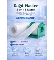 Kağıt Flaster 5 cm x 5 m Medikal Sabitleme Bandı Hassas Ciltler İçin 1 ADET
