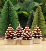 Yılbaşı Noel Kozalak 4'lü Mum Seti Merry Christmas