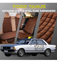 Ford Tanus Kahverengi Renk Tay Tüyü Cepli & Terletmez Sırtlı Oto Koltuk Minder Seti - Koltuk Koruma Kılıfı (ÖN & ARKA TAM SET)