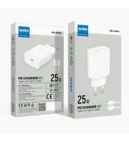 Weko WK-27878 Note10 Beyaz 25 Watt Şarj Başlık Adaptörü + Type-C To Type-C Kablo