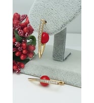 Rose Altın Kaplama Vip Seri Kararmaz Zirkon Taşlı V Küpe 2,8 cm