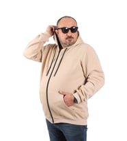 Starbattal Büyük Beden Unisex Kapüşonlu 3ip Sweat 11701 BEJ