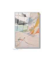 Dikey Çerçeveli Cam Soyut 0043 3 Modern Ev Dekoru Duvar Sanatı Ev Ofis Tablosu (Gümüş)
