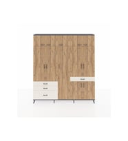 Arges Dolap 11 Raflı 4 Çekmeceli 2 Askılı 220x30x243 Antrasit-Çam/Aytaşı