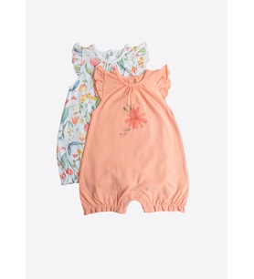 Organik Bloomie 2'li Şort Tulum Turuncu