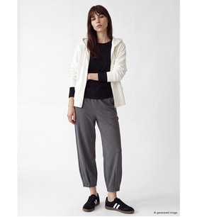 LCW Vision Ekru Kapüşonlu Oversize Kadın Fermuarlı Sweatshirt
