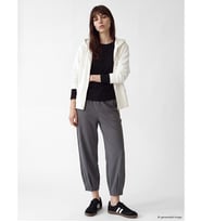 LCW Vision Ekru Kapüşonlu Oversize Kadın Fermuarlı Sweatshirt