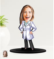 Kişiye Özel Karikatürlü Doktor MDF Biblo