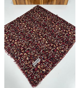 Desenli Flamalı Keten Eşarp- 05652 (Bordo)