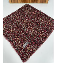 Desenli Flamalı Keten Eşarp- 05652 (Bordo)