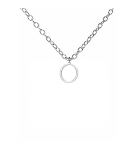 Yuvarlak Halka Figürlü Kolye – Minimal ve Zarif Unisex Aksesuar (60 cm Zincirli) (Gümüş)