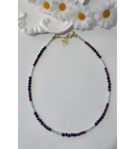 SERTİFİKALI AMAZONİT, YAKUT, LAPİS LAZULİ DOĞALTAŞ KOLYE