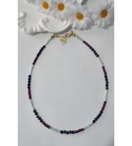 SERTİFİKALI AMAZONİT, YAKUT, LAPİS LAZULİ DOĞALTAŞ KOLYE